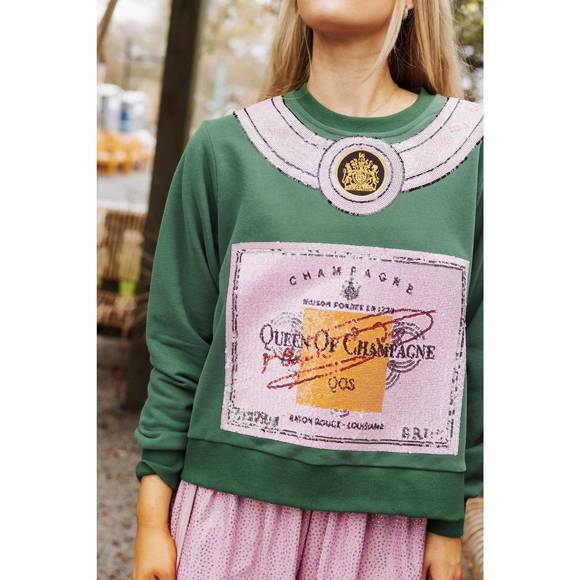 NEW QUEEN OF SPARKLES queen of champs sweatshirt in green - Picture 2 of 2